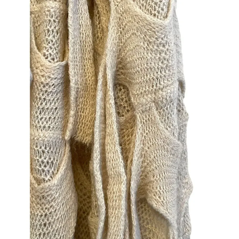 Shihreen Fringe Braided Infinity Knit Scarf Cream Boho Y2K Cyberpunk‎ Funky Arty